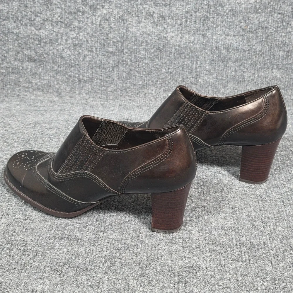 Etienne Aigner Nessie Bronze Metallic Wingtip Shooties Block Heel Womens 6.5M